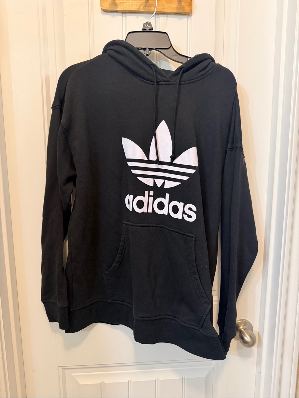 adidas Originals Black Hoodie with White Trefoil Logo